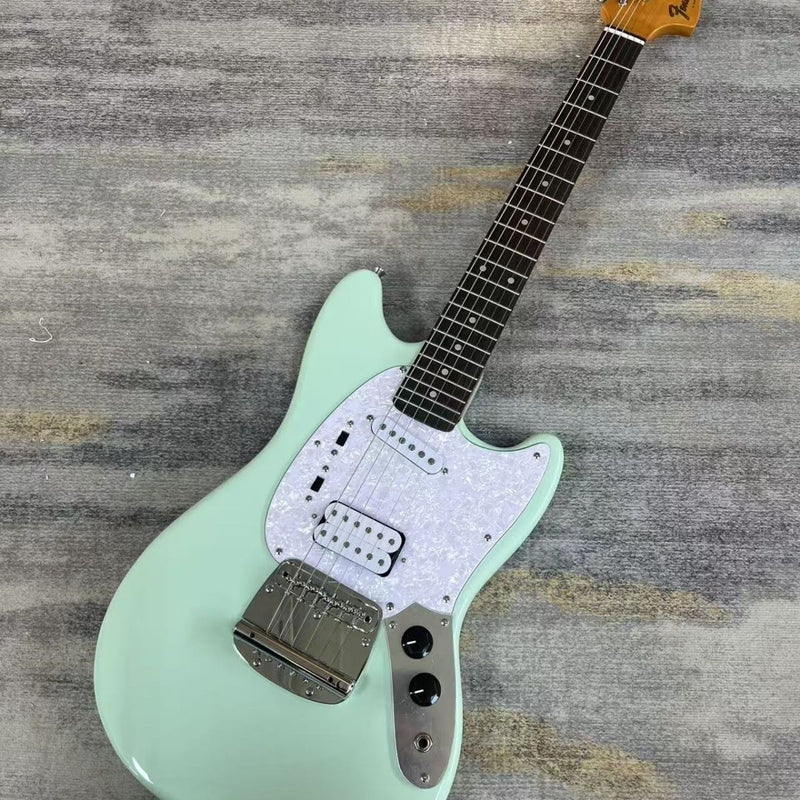 Mustang Style Offset Solid Body Electric Guitar with Gloss Surf Green Finish (LRG-078)