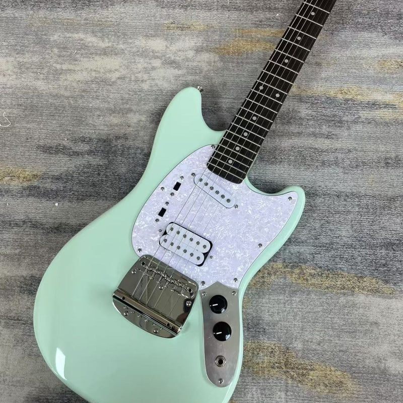Mustang Style Offset Solid Body Electric Guitar with Gloss Surf Green Finish (LRG-078)