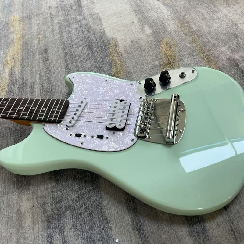 Mustang Style Offset Solid Body Electric Guitar with Gloss Surf Green Finish (LRG-078)