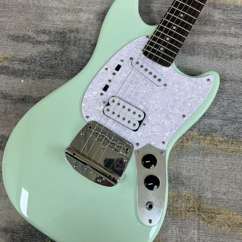 Mustang Style Offset Solid Body Electric Guitar with Gloss Surf Green Finish (LRG-078)