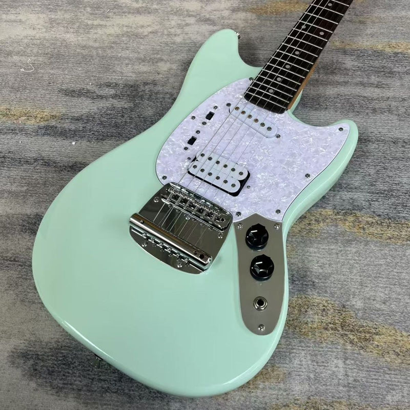 Mustang Style Offset Solid Body Electric Guitar with Gloss Surf Green Finish (LRG-078)