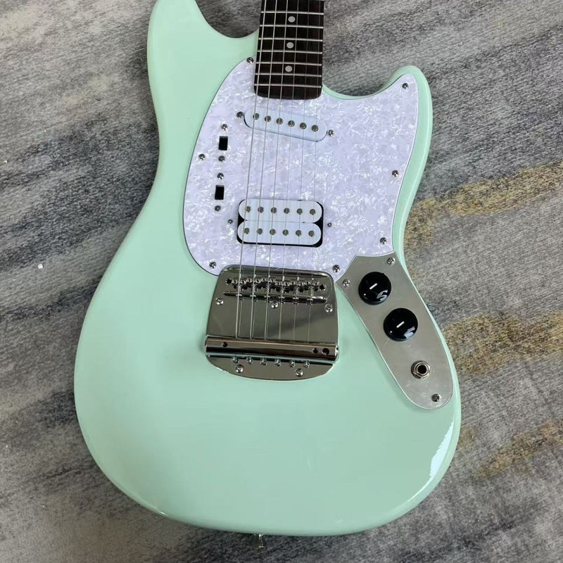 Mustang Style Offset Solid Body Electric Guitar with Gloss Surf Green Finish (LRG-078)