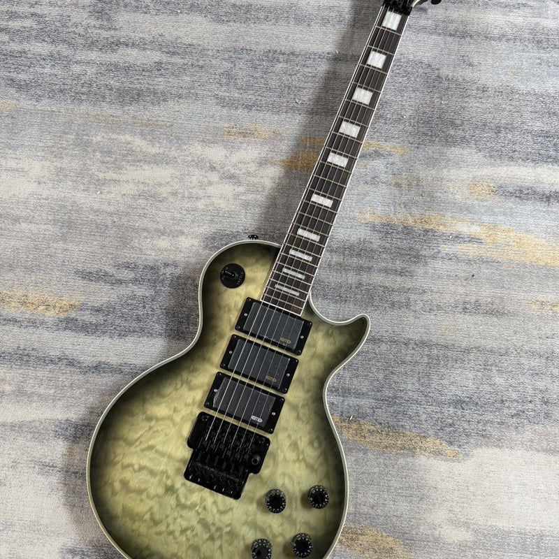 Natural Black Burst Quilted Top LP Style Electric Guitar (LRG-046)