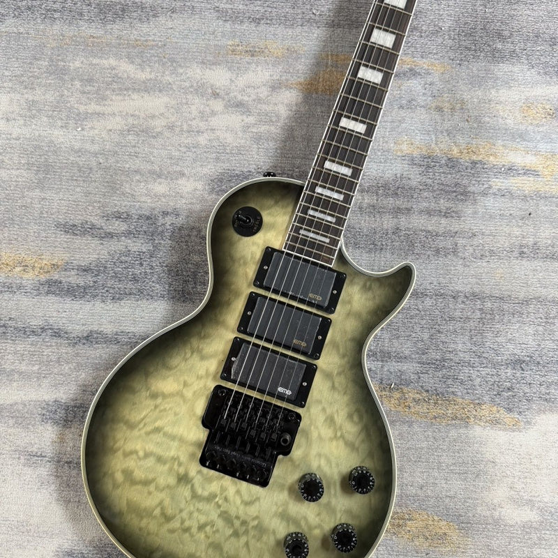 Natural Black Burst Quilted Top LP Style Electric Guitar (LRG-046)