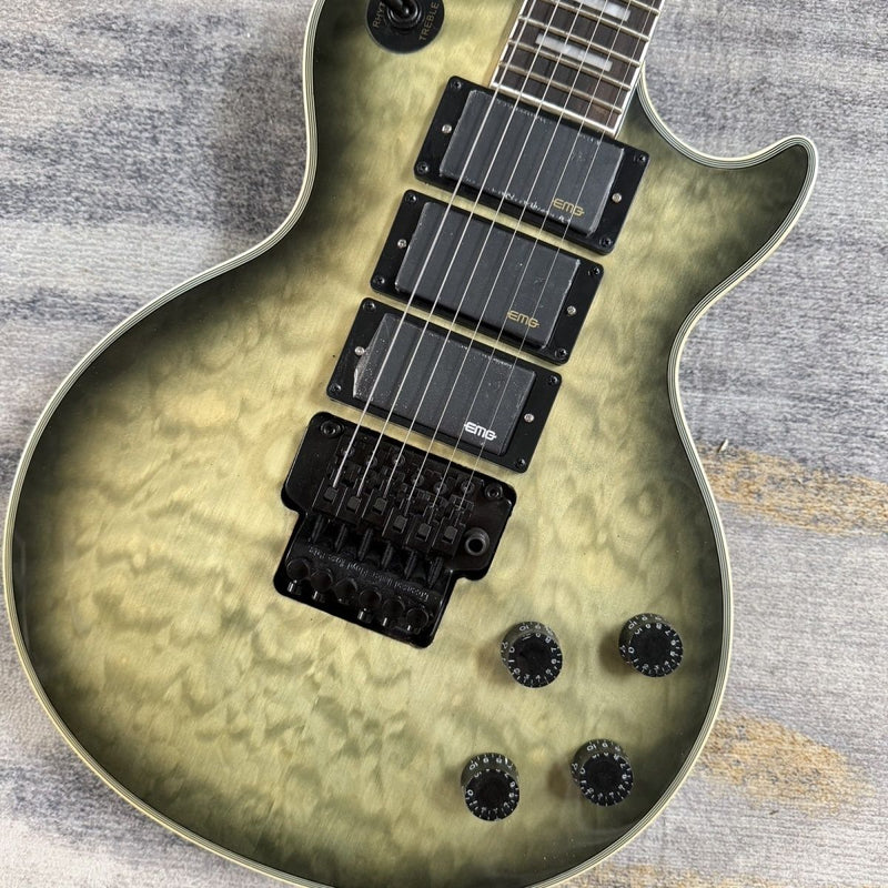 Natural Black Burst Quilted Top LP Style Electric Guitar (LRG-046)