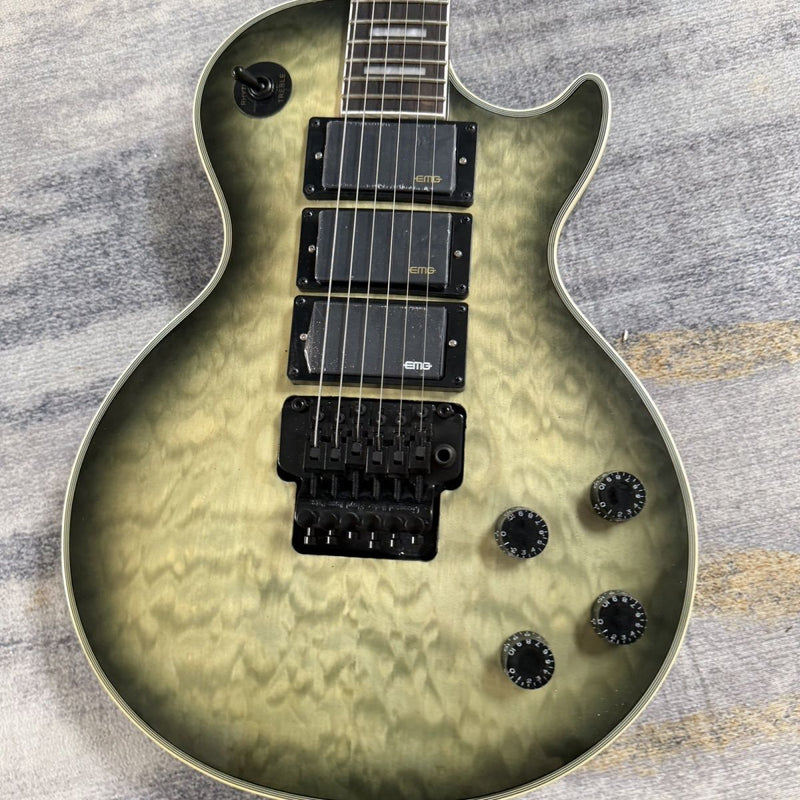 Natural Black Burst Quilted Top LP Style Electric Guitar (LRG-046)