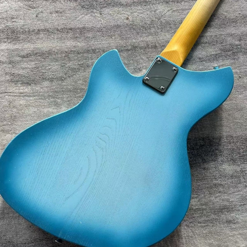 Novo-Inspired Semi-Hollow Electric Guitar with Dual Soapbar P90 Single Coils & Satin Blue Finish(LRG-061)