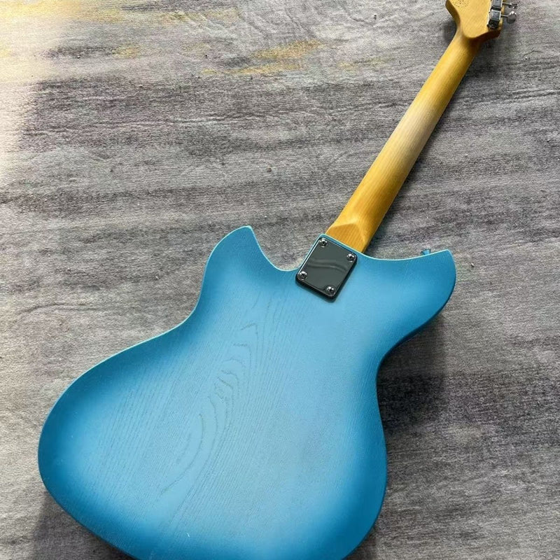 Novo-Inspired Semi-Hollow Electric Guitar with Dual Soapbar P90 Single Coils & Satin Blue Finish(LRG-061)