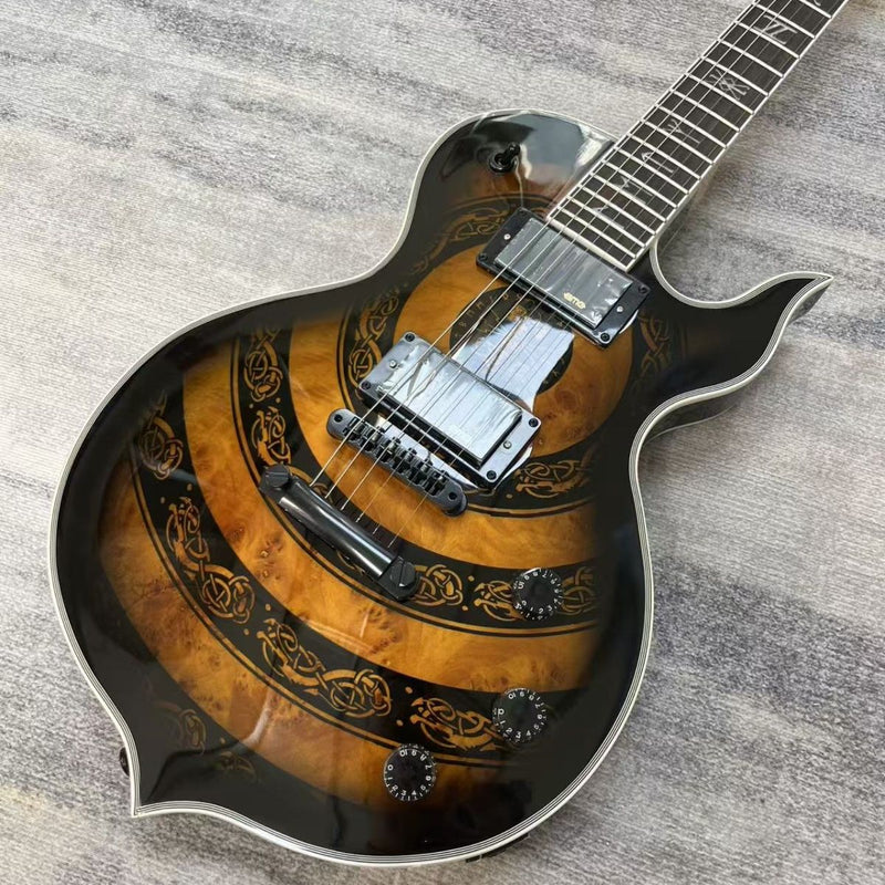 Odin Theme LP Style Electric Guitar with Gloss Sunburst Norse Totem Graphic Finish(LRG-119)