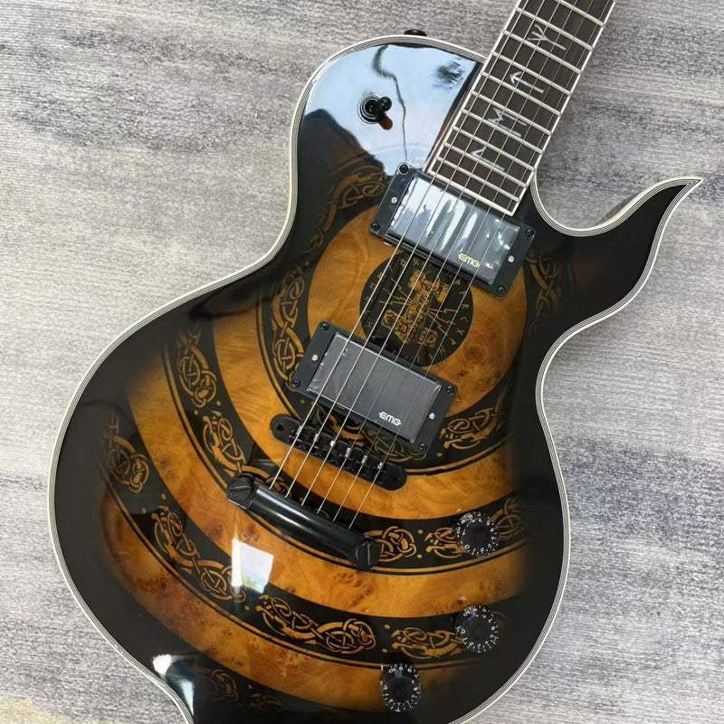 Odin Theme LP Style Electric Guitar with Gloss Sunburst Norse Totem Graphic Finish(LRG-119)