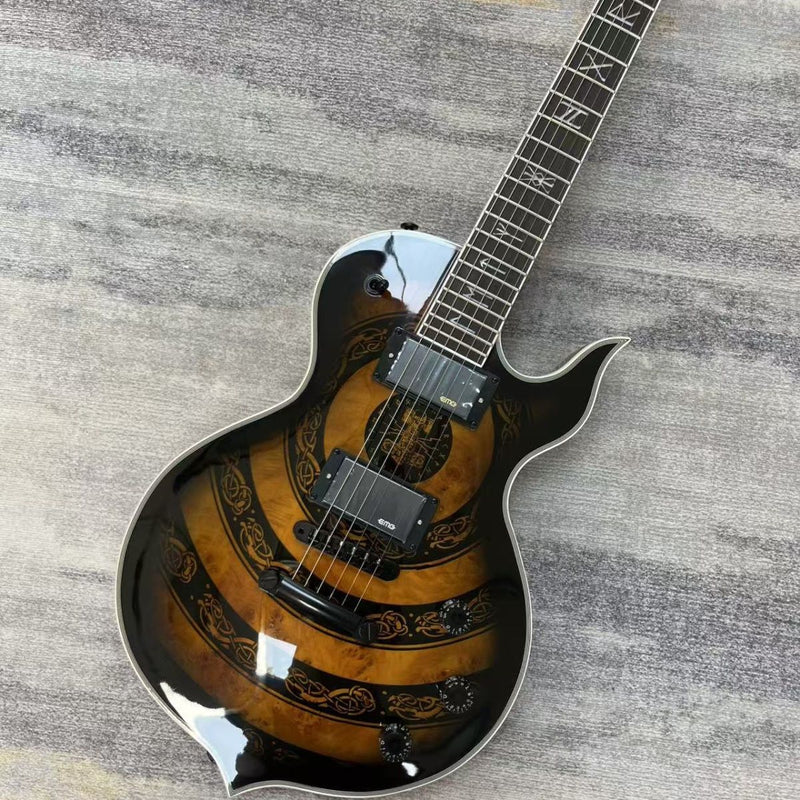 Odin Theme LP Style Electric Guitar with Gloss Sunburst Norse Totem Graphic Finish(LRG-119)