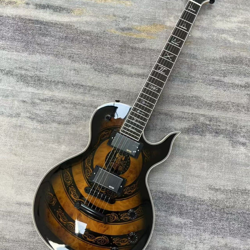 Odin Theme LP Style Electric Guitar with Gloss Sunburst Norse Totem Graphic Finish(LRG-119)