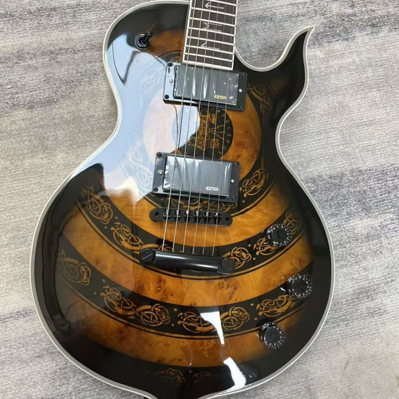 Odin Theme LP Style Electric Guitar with Gloss Sunburst Norse Totem Graphic Finish(LRG-119)