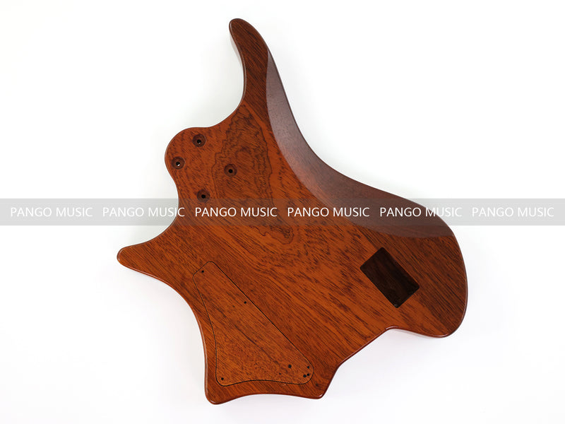 One-of-a-Kind Burl Wood Veneer Epoxy Resin 4 String Headless Electric Bass Guitar Body (H4B-001)