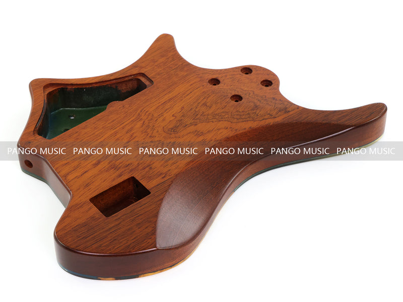 One-of-a-Kind Burl Wood Veneer Epoxy Resin 4 String Headless Electric Bass Guitar Body (H4B-001)