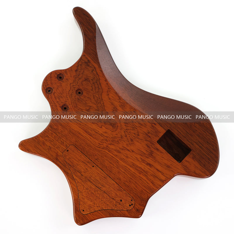 One-of-a-Kind Burl Wood Veneer Epoxy Resin 4 String Headless Electric Bass Guitar Body (H4B-001)