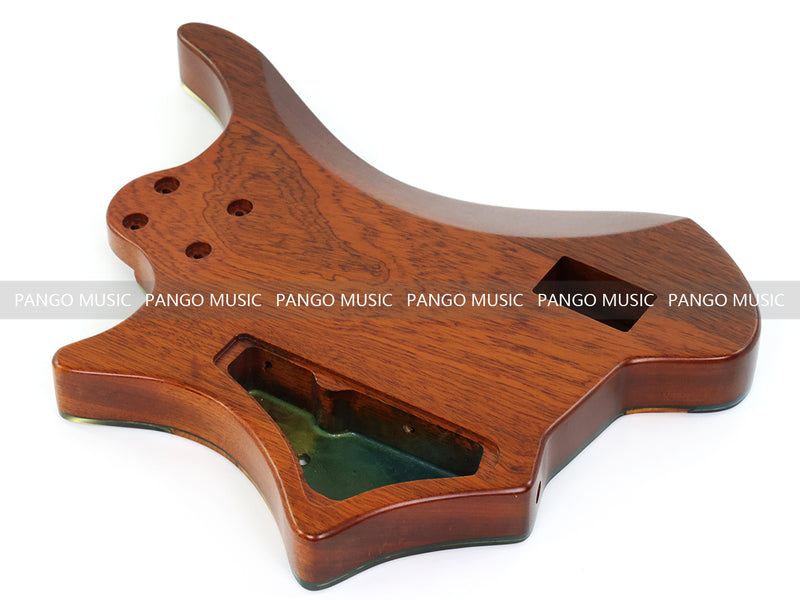 One-of-a-Kind Burl Wood Veneer Epoxy Resin 4 String Headless Electric Bass Guitar Body (H4B-001)