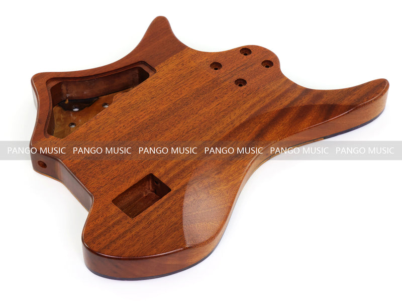 One-of-a-Kind Burl Wood Veneer Epoxy Resin 4 String Headless Electric Bass Guitar Body (H4B-002)