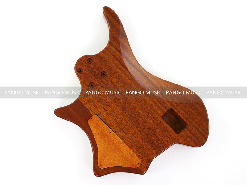 One-of-a-Kind Burl Wood Veneer Epoxy Resin 4 String Headless Electric Bass Guitar Body (H4B-002)