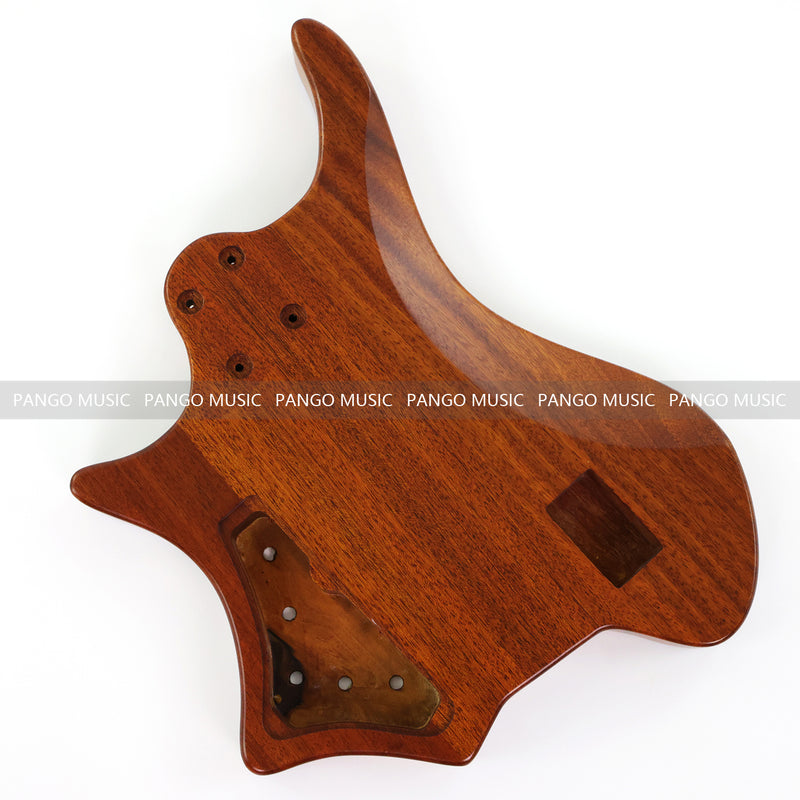 One-of-a-Kind Burl Wood Veneer Epoxy Resin 4 String Headless Electric Bass Guitar Body (H4B-002)