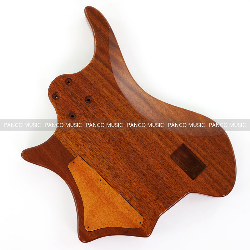 One-of-a-Kind Burl Wood Veneer Epoxy Resin 4 String Headless Electric Bass Guitar Body (H4B-002)