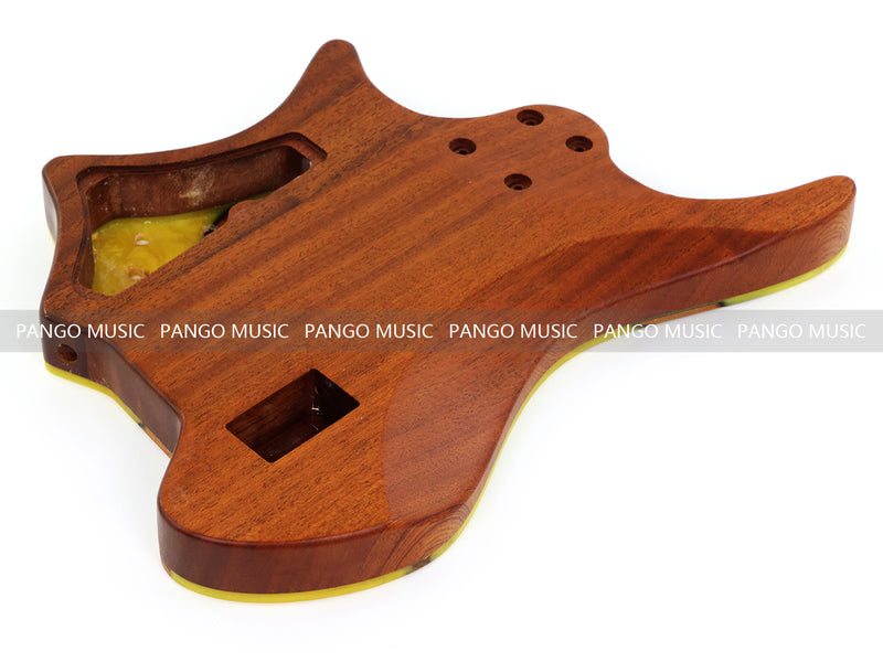 One-of-a-Kind Burl Wood Veneer Epoxy Resin 4 String Headless Electric Bass Guitar Body (H4B-003)