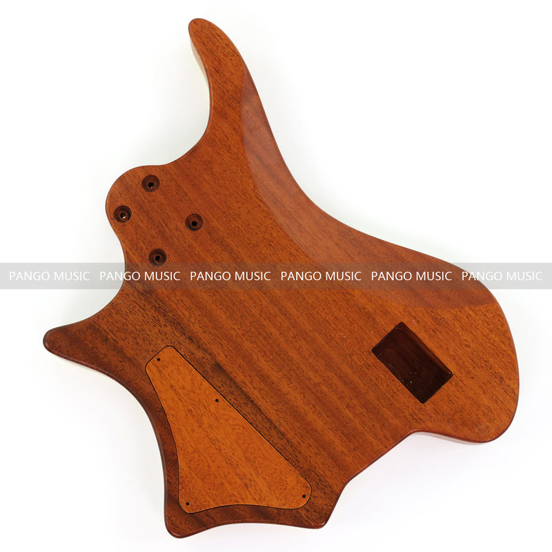 One-of-a-Kind Burl Wood Veneer Epoxy Resin 4 String Headless Electric Bass Guitar Body (H4B-003)