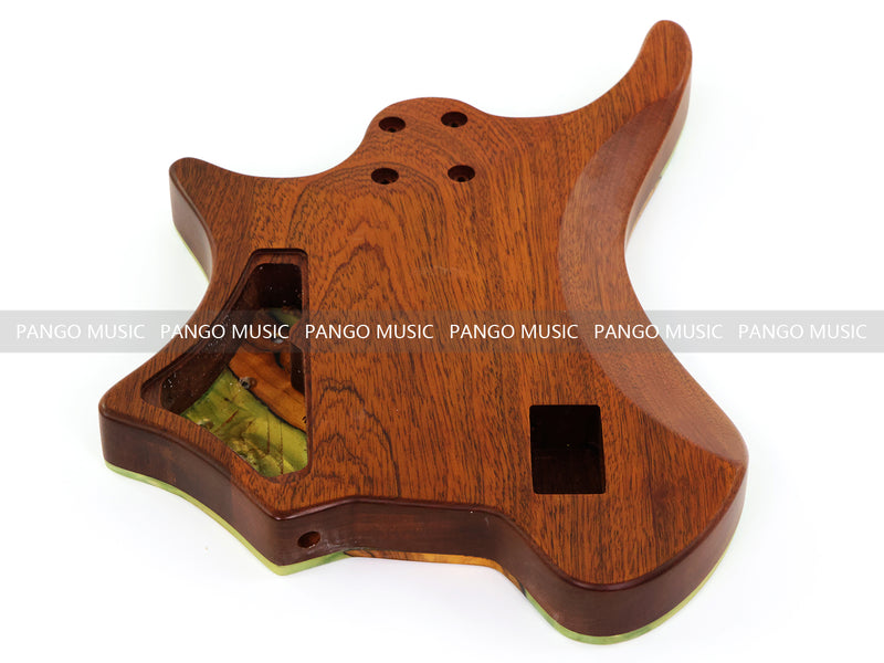 One-of-a-Kind Burl Wood Veneer Epoxy Resin 4 String Headless Electric Bass Guitar Body (H4B-004)