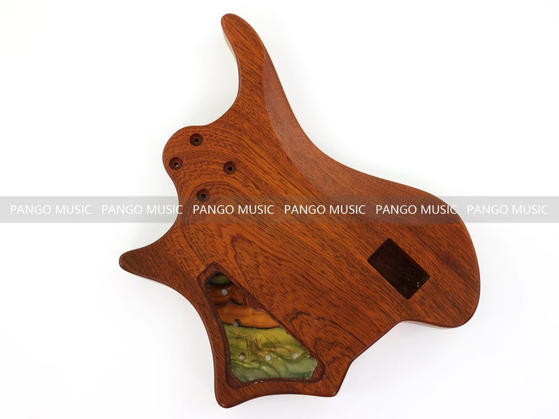 One-of-a-Kind Burl Wood Veneer Epoxy Resin 4 String Headless Electric Bass Guitar Body (H4B-004)