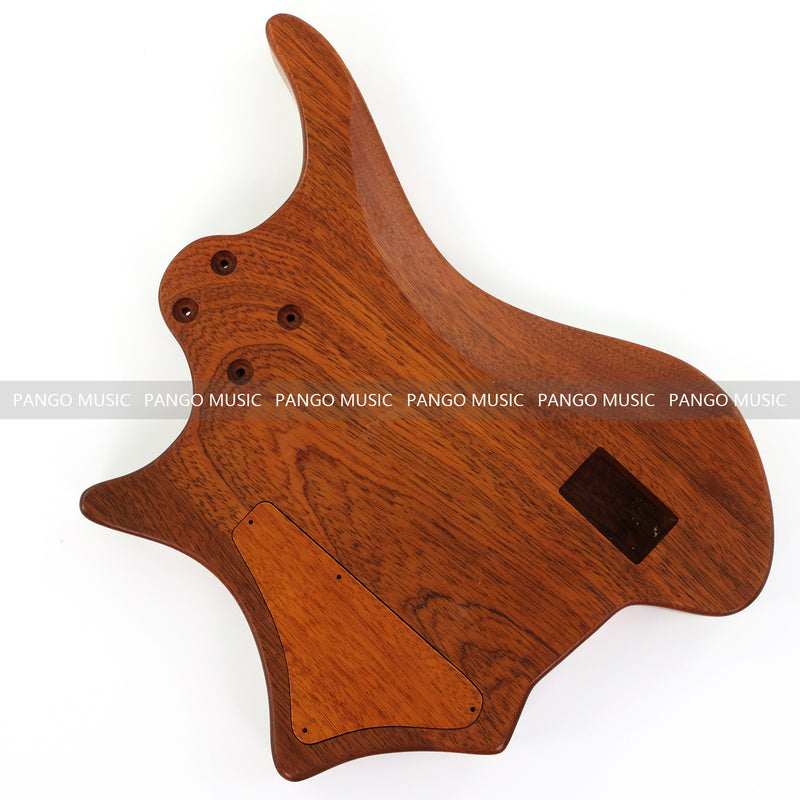One-of-a-Kind Burl Wood Veneer Epoxy Resin 4 String Headless Electric Bass Guitar Body (H4B-004)