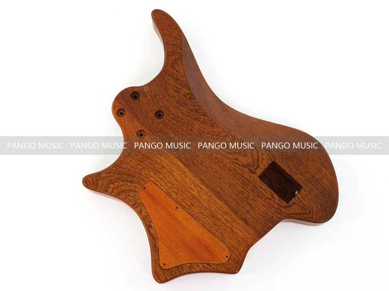 One-of-a-Kind Burl Wood Veneer Epoxy Resin 4 String Headless Electric Bass Guitar Body (H4B-005)