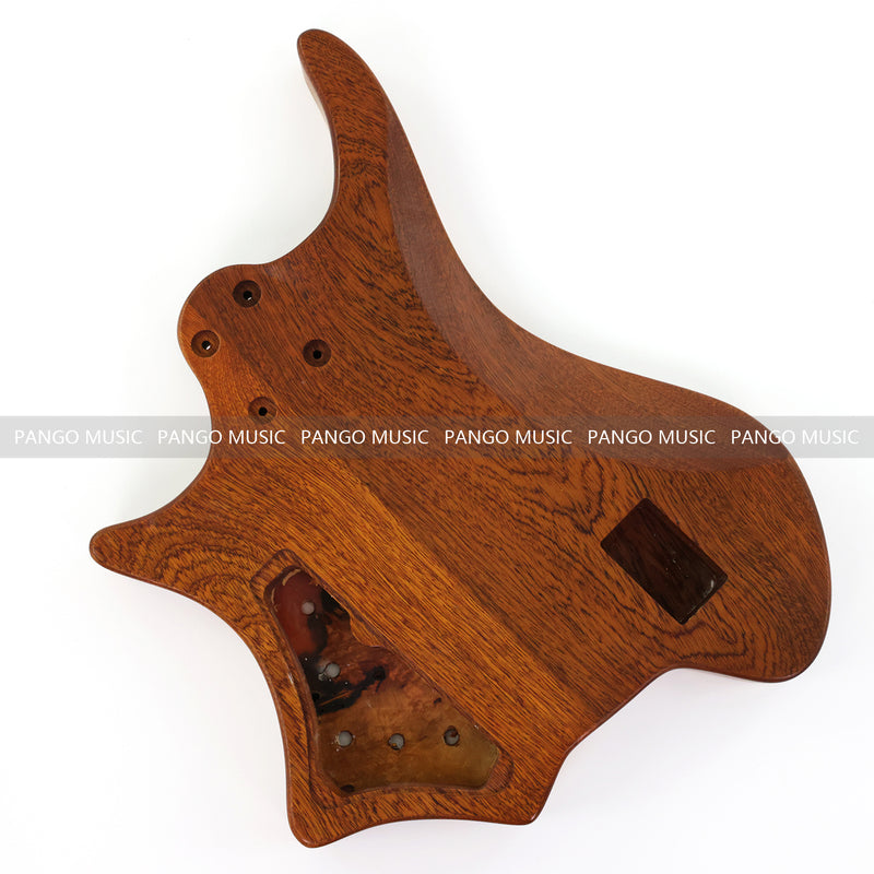 One-of-a-Kind Burl Wood Veneer Epoxy Resin 4 String Headless Electric Bass Guitar Body (H4B-005)