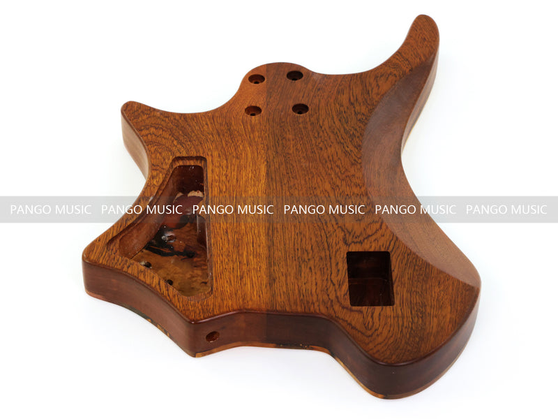 One-of-a-Kind Burl Wood Veneer Epoxy Resin 4 String Headless Electric Bass Guitar Body (H4B-005)