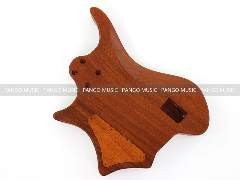 One-of-a-Kind Burl Wood Veneer Epoxy Resin 4 String Headless Electric Bass Guitar Body (H4B-006)