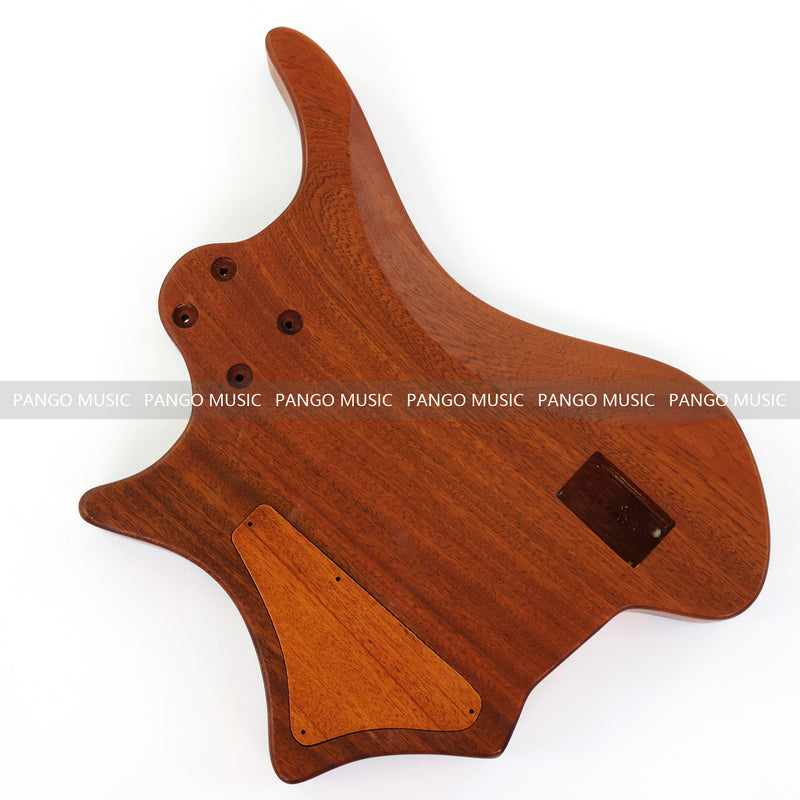 One-of-a-Kind Burl Wood Veneer Epoxy Resin 4 String Headless Electric Bass Guitar Body (H4B-006)