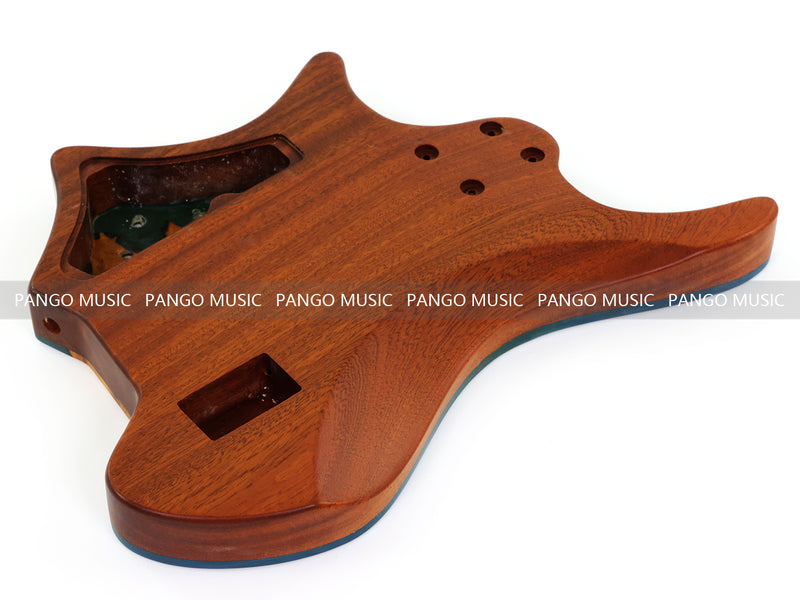 One-of-a-Kind Burl Wood Veneer Epoxy Resin 4 String Headless Electric Bass Guitar Body (H4B-006)