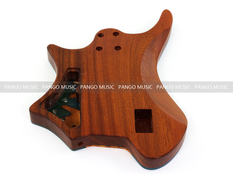 One-of-a-Kind Burl Wood Veneer Epoxy Resin 4 String Headless Electric Bass Guitar Body (H4B-006)