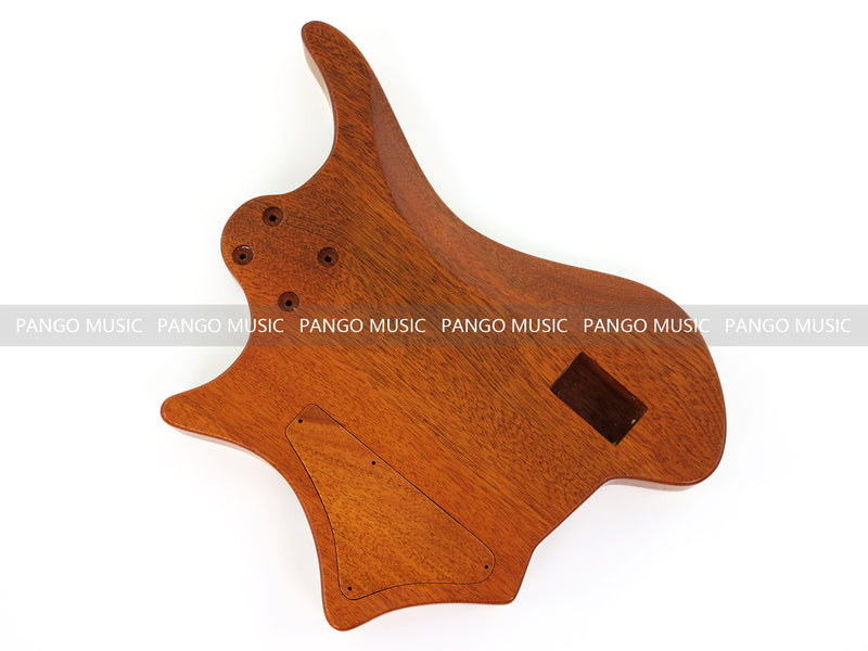 One-of-a-Kind Burl Wood Veneer Epoxy Resin 4 String Headless Electric Bass Guitar Body (H4B-007)