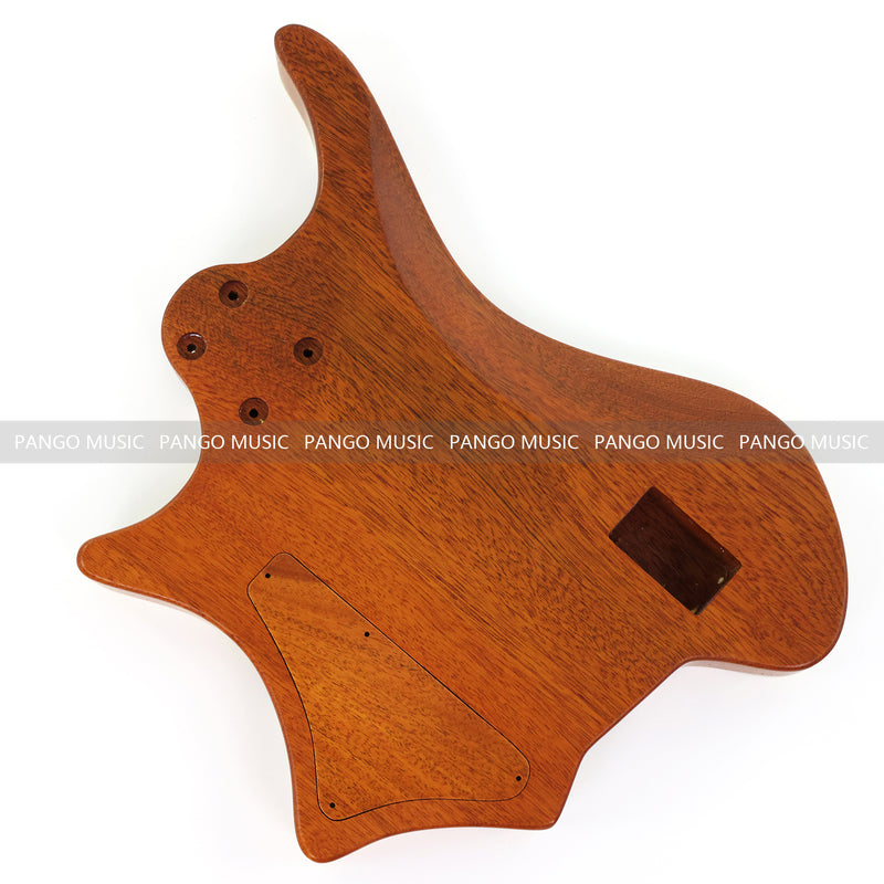 One-of-a-Kind Burl Wood Veneer Epoxy Resin 4 String Headless Electric Bass Guitar Body (H4B-007)