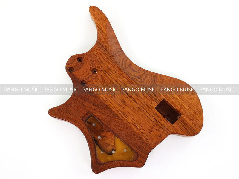 One-of-a-Kind Burl Wood Veneer Epoxy Resin 4 String Headless Electric Bass Guitar Body (H4B-008)