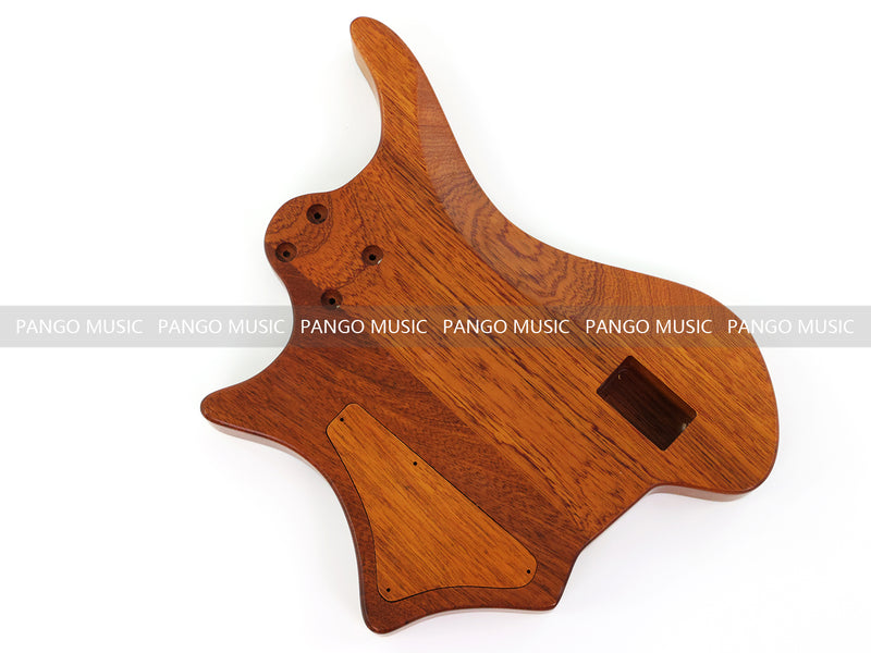 One-of-a-Kind Burl Wood Veneer Epoxy Resin 4 String Headless Electric Bass Guitar Body (H4B-008)