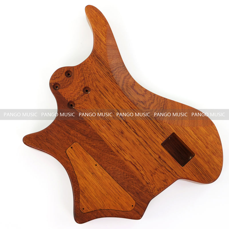 One-of-a-Kind Burl Wood Veneer Epoxy Resin 4 String Headless Electric Bass Guitar Body (H4B-008)