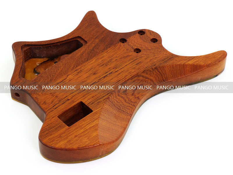 One-of-a-Kind Burl Wood Veneer Epoxy Resin 4 String Headless Electric Bass Guitar Body (H4B-008)