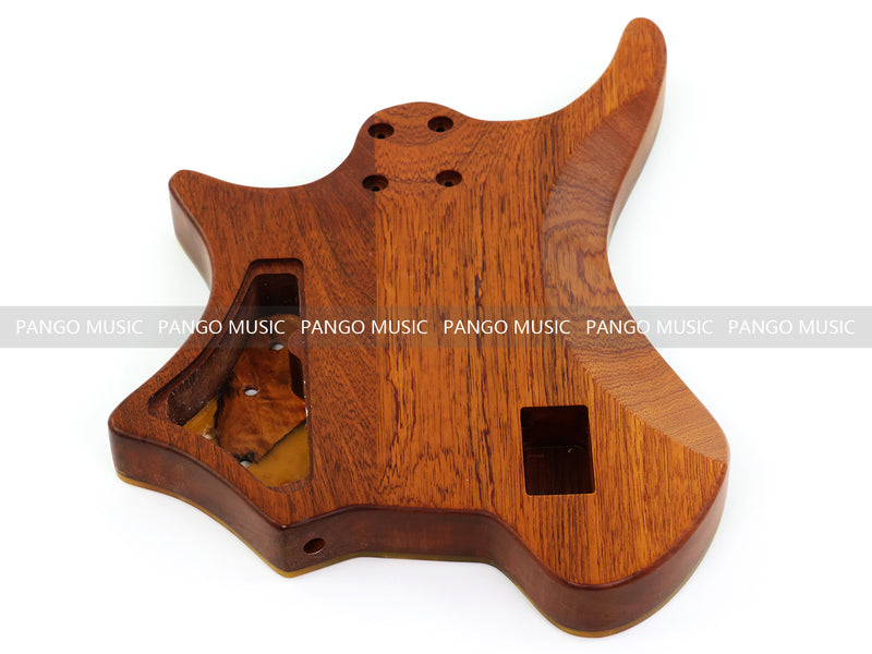 One-of-a-Kind Burl Wood Veneer Epoxy Resin 4 String Headless Electric Bass Guitar Body (H4B-008)