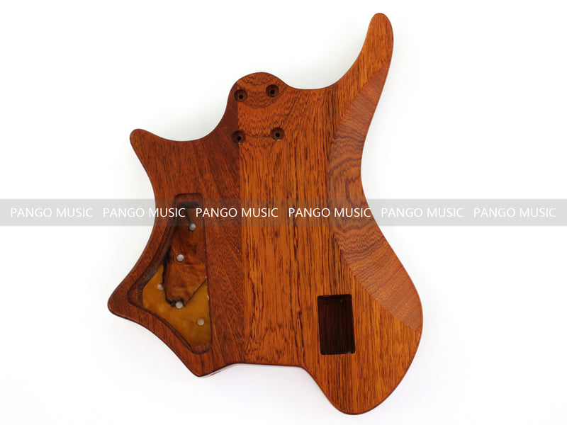 One-of-a-Kind Burl Wood Veneer Epoxy Resin 4 String Headless Electric Bass Guitar Body (H4B-008)