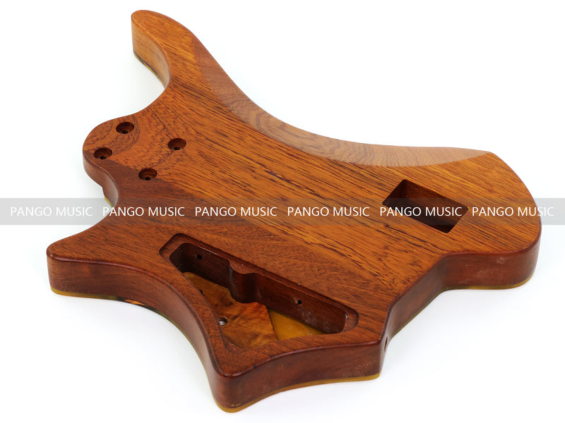 One-of-a-Kind Burl Wood Veneer Epoxy Resin 4 String Headless Electric Bass Guitar Body (H4B-008)