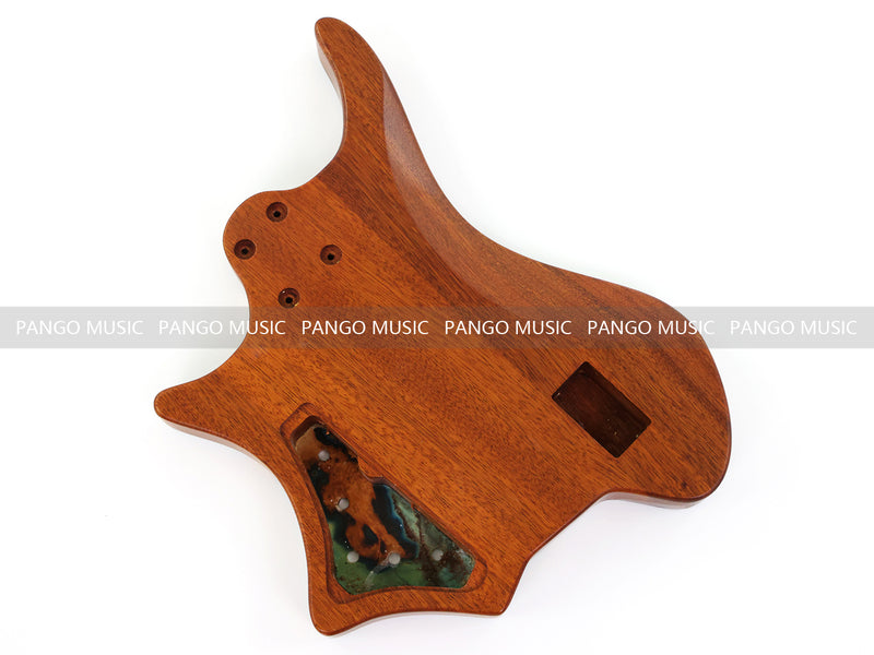 One-of-a-Kind Burl Wood Veneer Epoxy Resin 4 String Headless Electric Bass Guitar Body (H4B-009)