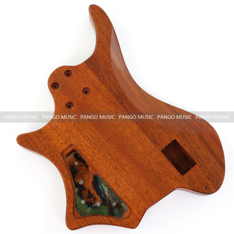 One-of-a-Kind Burl Wood Veneer Epoxy Resin 4 String Headless Electric Bass Guitar Body (H4B-009)