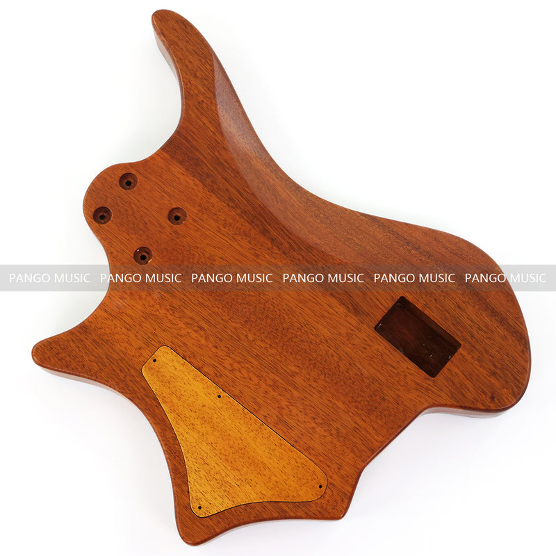 One-of-a-Kind Burl Wood Veneer Epoxy Resin 4 String Headless Electric Bass Guitar Body (H4B-009)