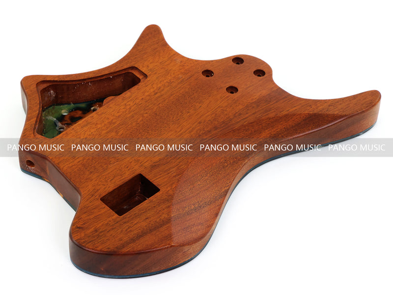 One-of-a-Kind Burl Wood Veneer Epoxy Resin 4 String Headless Electric Bass Guitar Body (H4B-009)